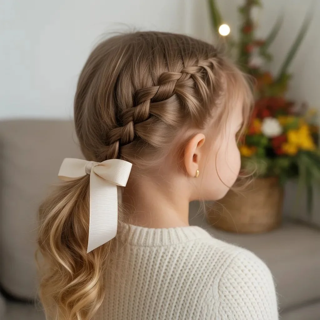 A Low Ponytail With Ribbon Woven Through