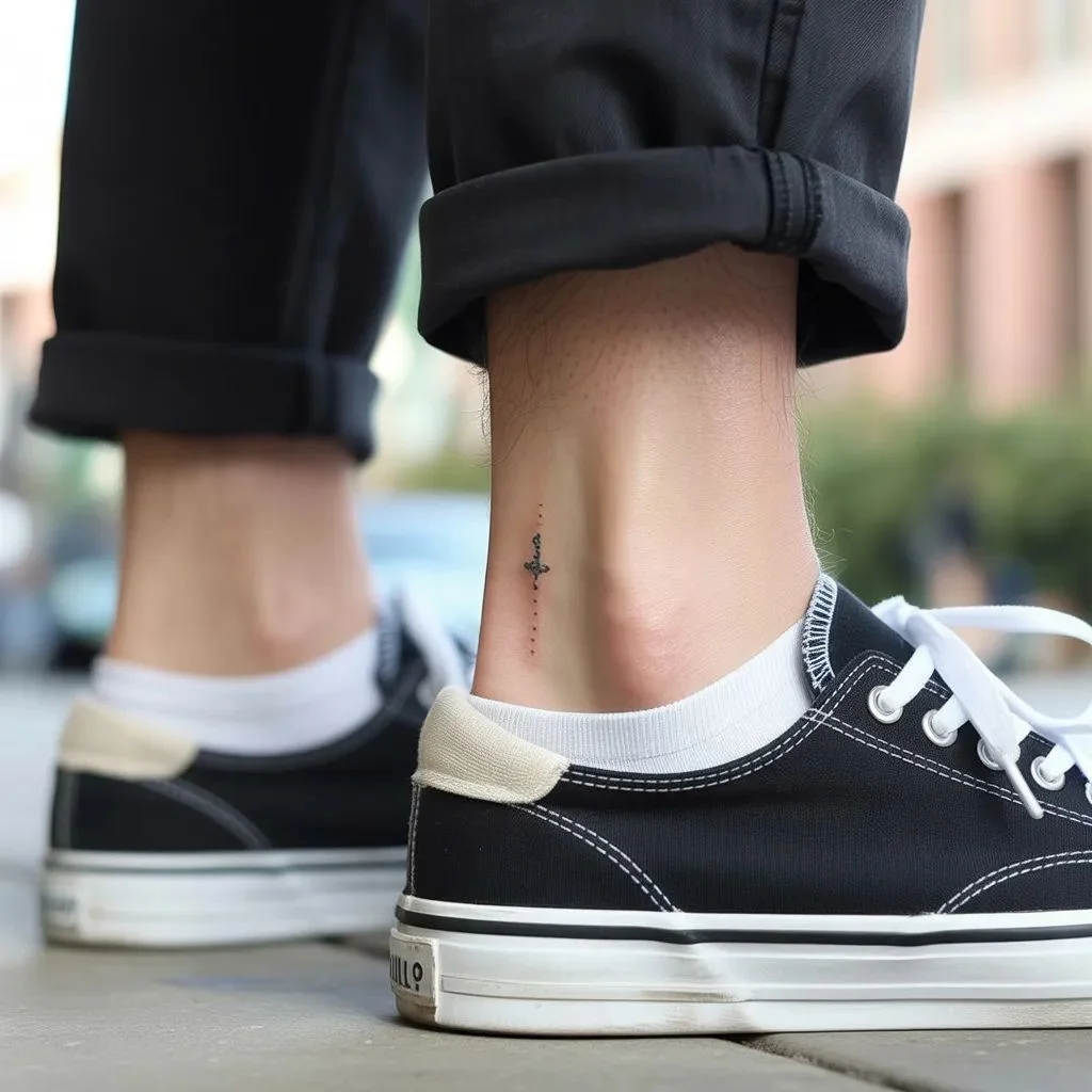 Ankle and just above the sock line