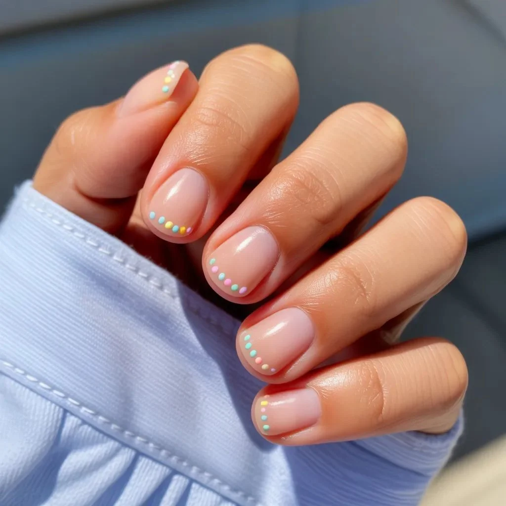 Barely There Base With Pastel Dot Cuticles