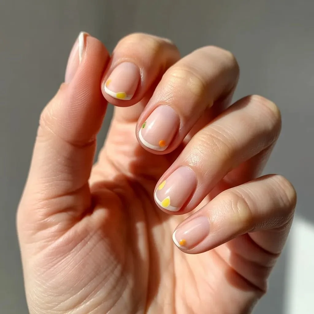 Cream Nails With Tiny Fruit-Inspired Accents