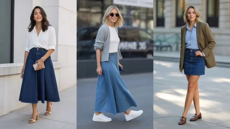 Denim Skirt Outfits for Brunch, Travel and Weekend Wear