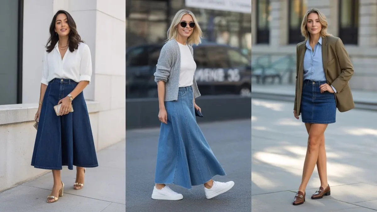 Denim Skirt Outfits for Brunch, Travel and Weekend Wear