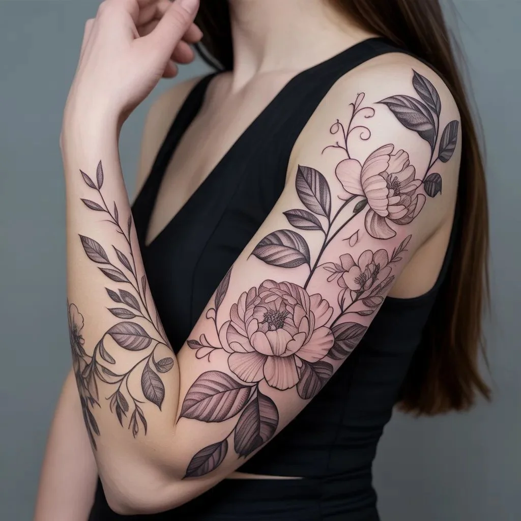 Floral and Botanical Woman Sleeve Tattoo Ideas That Always Work