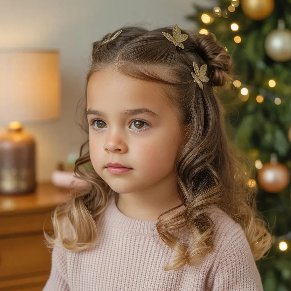 Half-Up Twists With Tiny Holiday Clips