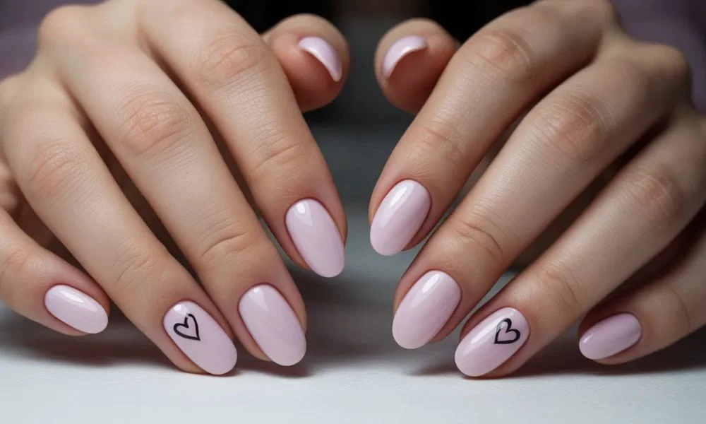 Heart accent nails