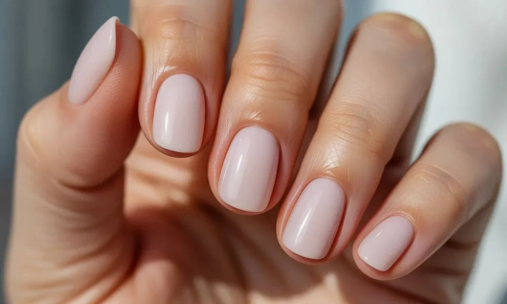 Milky pink nails