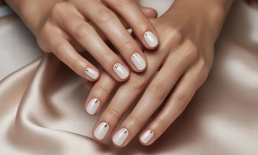 Minimal dotted nails for people who like simple beauty