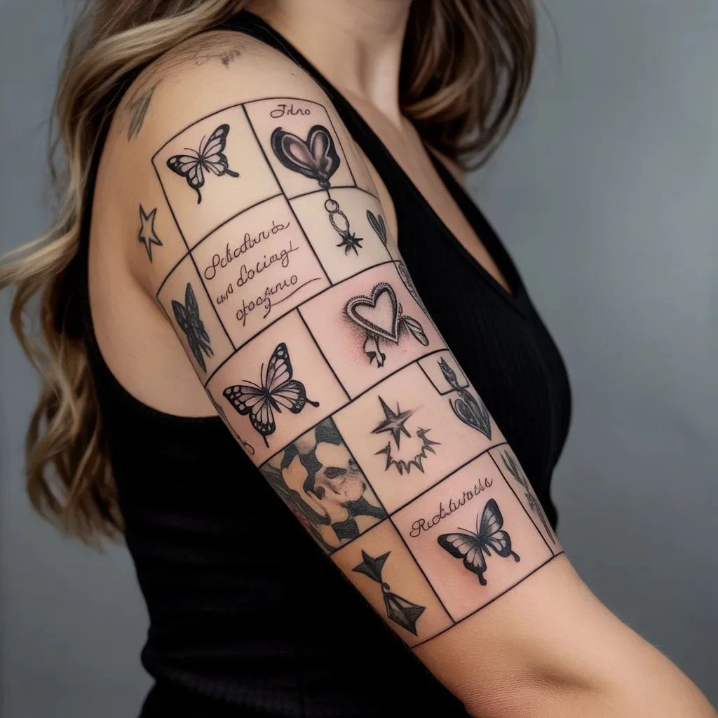 Patchwork and Collage Woman Sleeve Tattoo Ideas with Personality