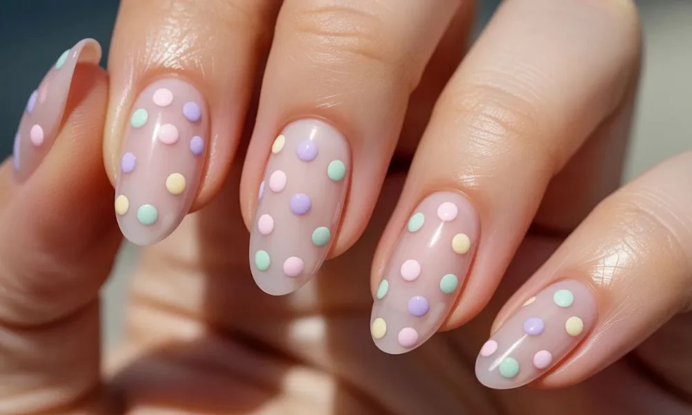 Soft pastel dot nails that always look fresh
