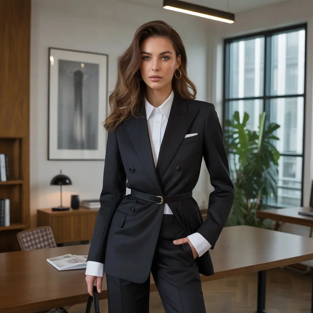 The Black Suit and Crisp White Shirt