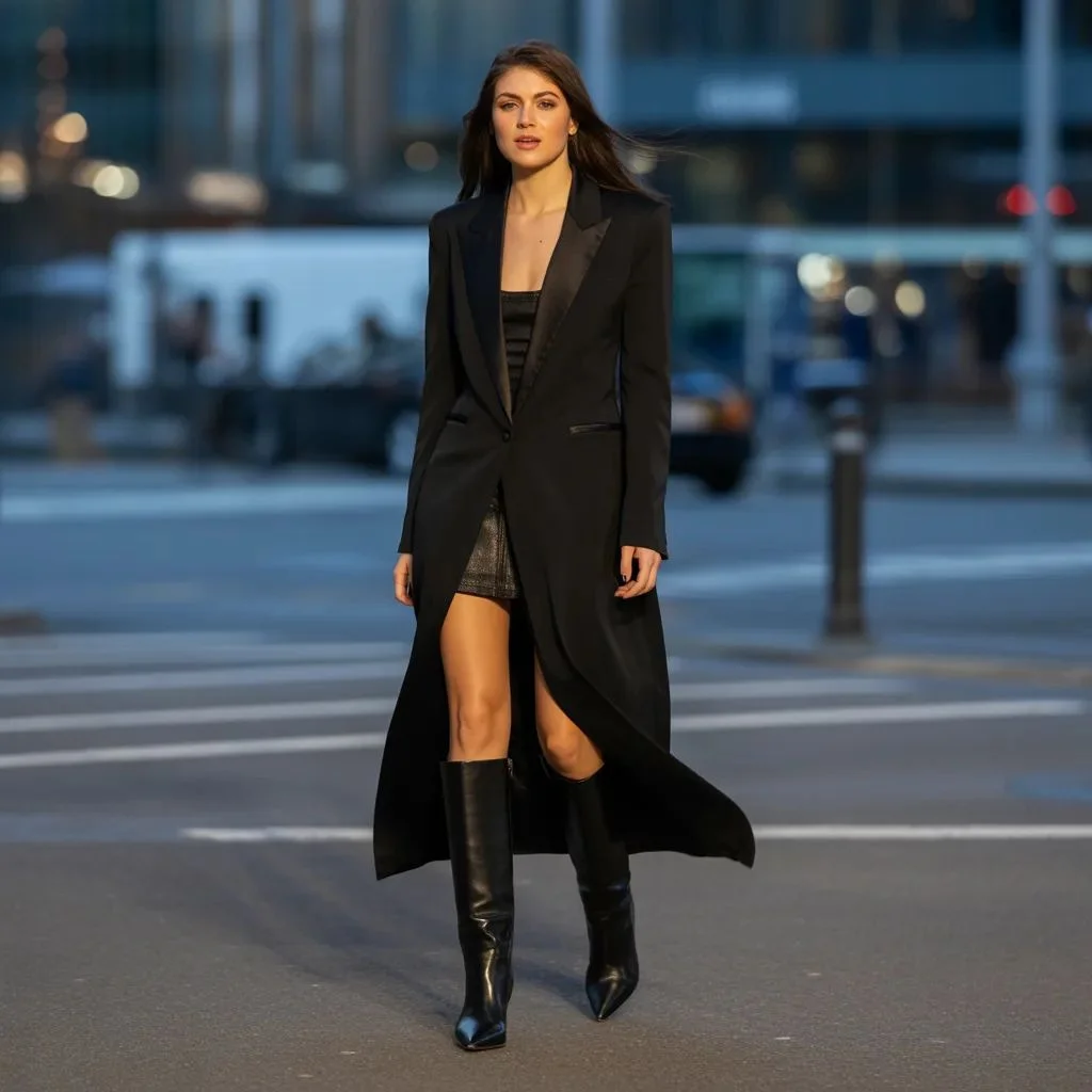 The Longline Blazer Dress With Boots