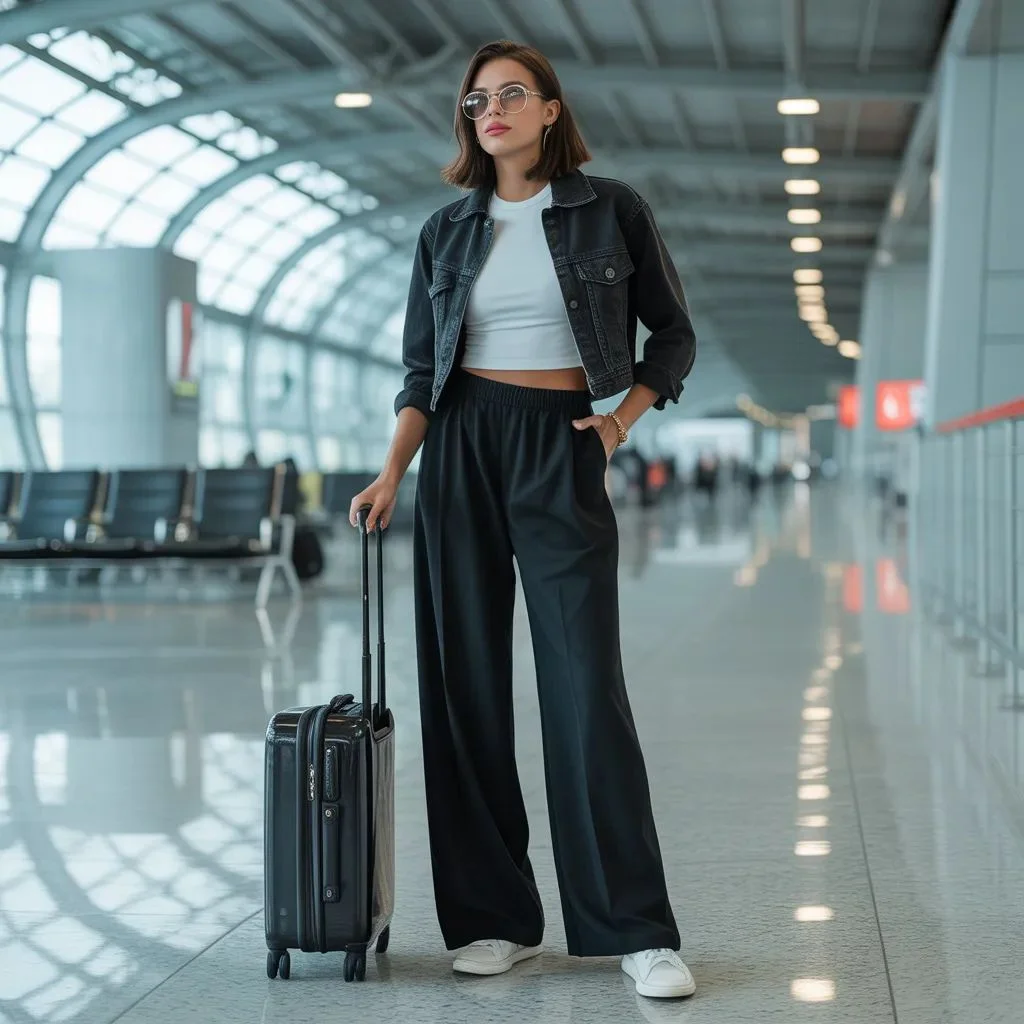 Wide-Leg Trousers and a Basic Tee for Instant Ease