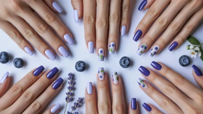 25 Blueberry Nail Designs From Milky Blues to Dark Indigo