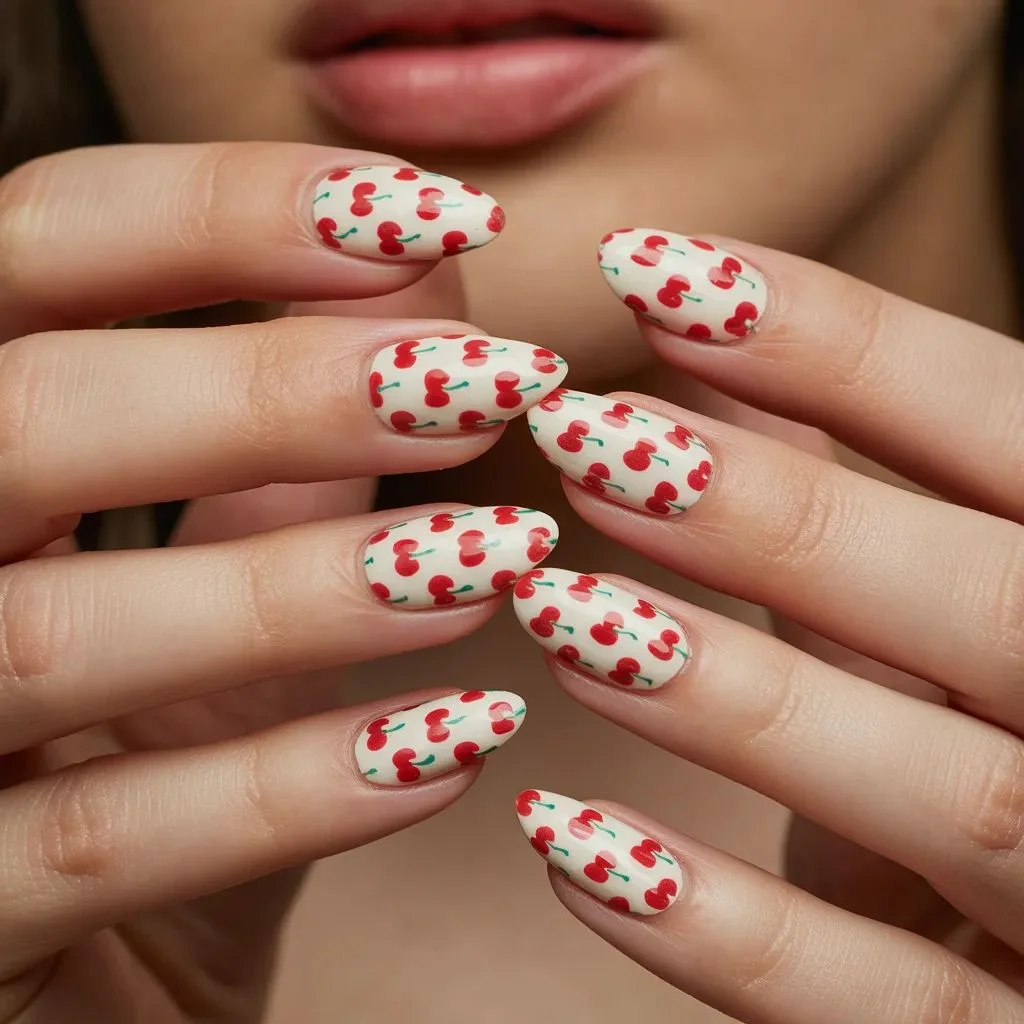 All-Over Cherry Print Nails