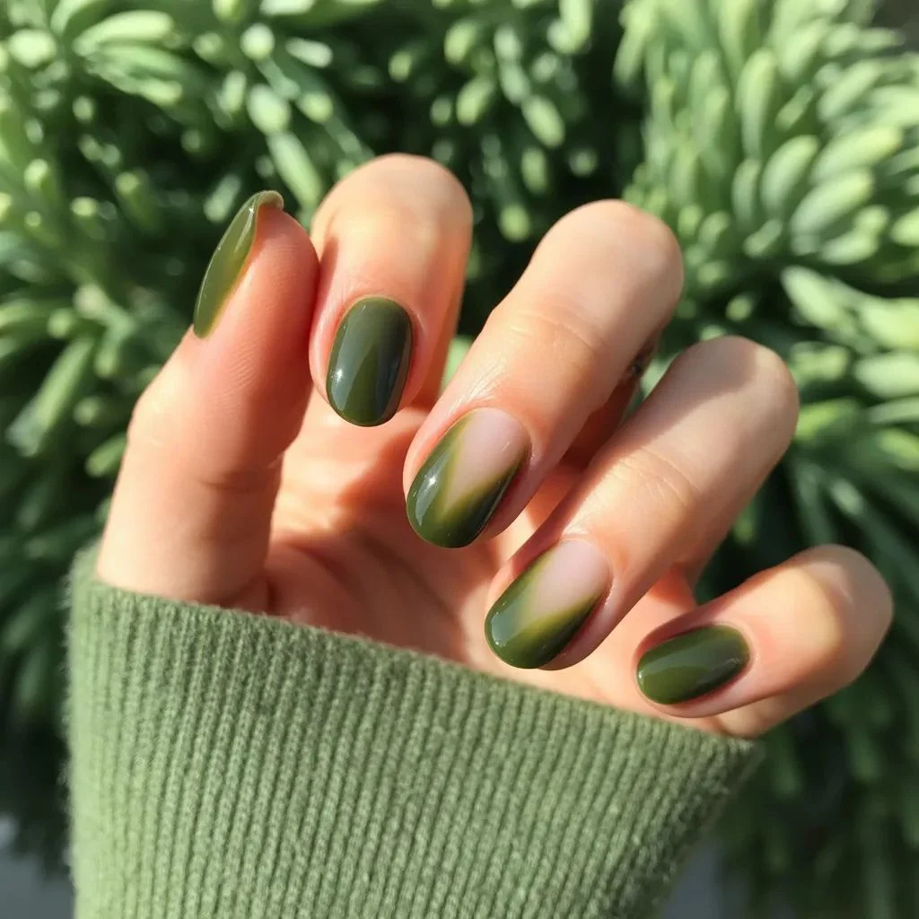 Aura and Gradient Olive Nails