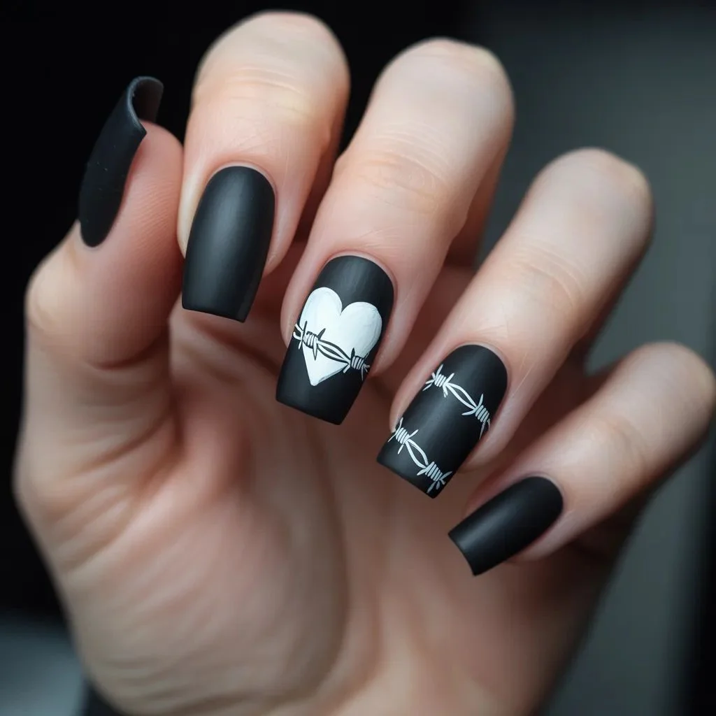 Barbed Wire Heart Nails