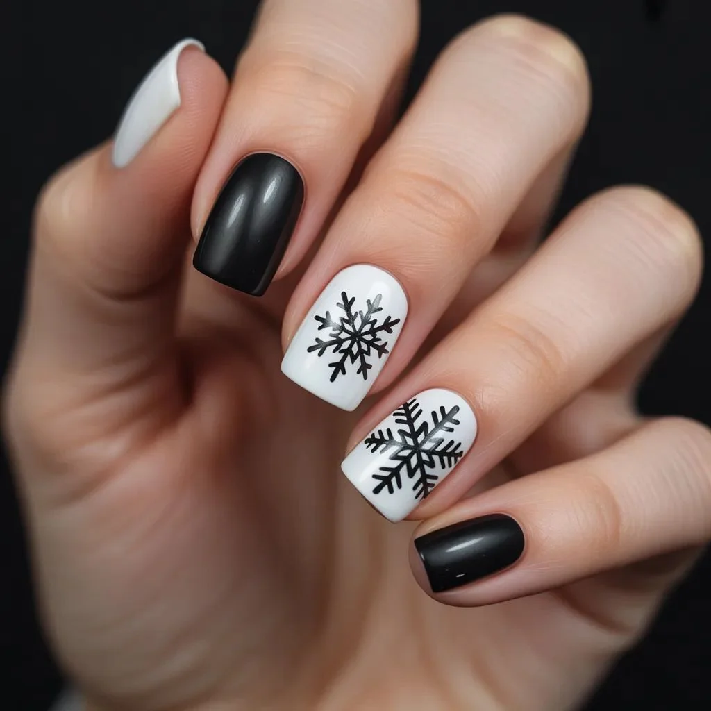 Black and White Graphic Snowflakes
