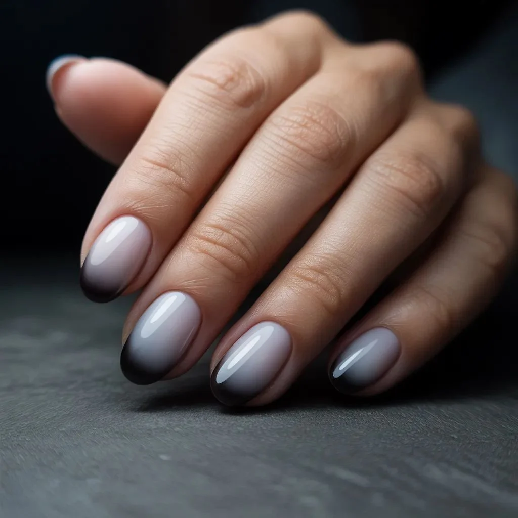 Black and White Ombre Nails