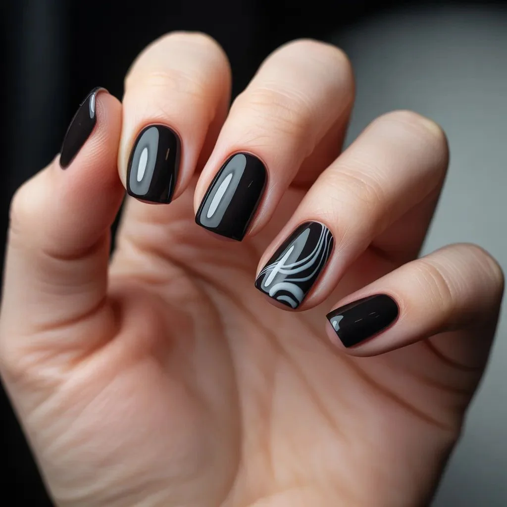 Black with White Swirls