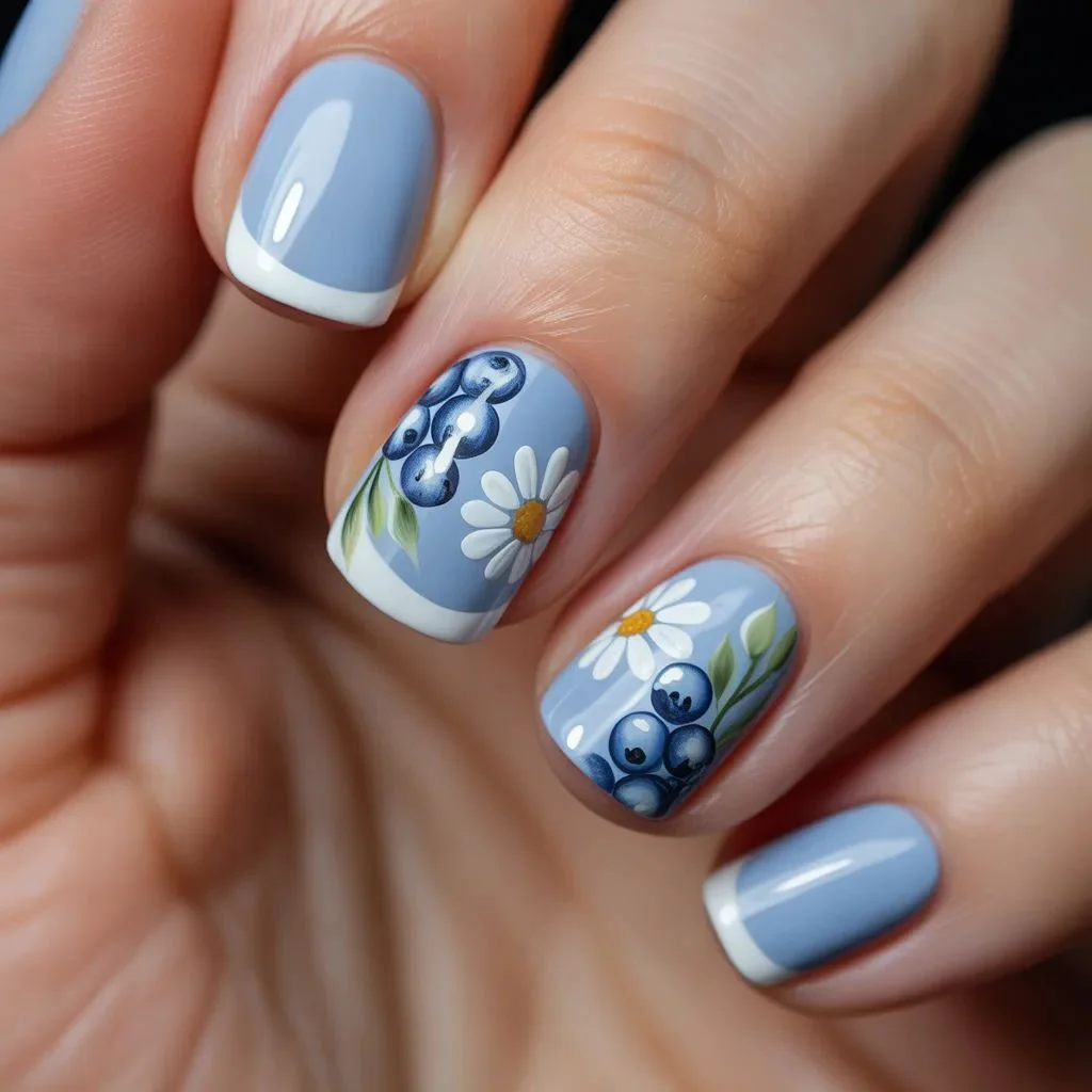 Blueberry Floral Nails