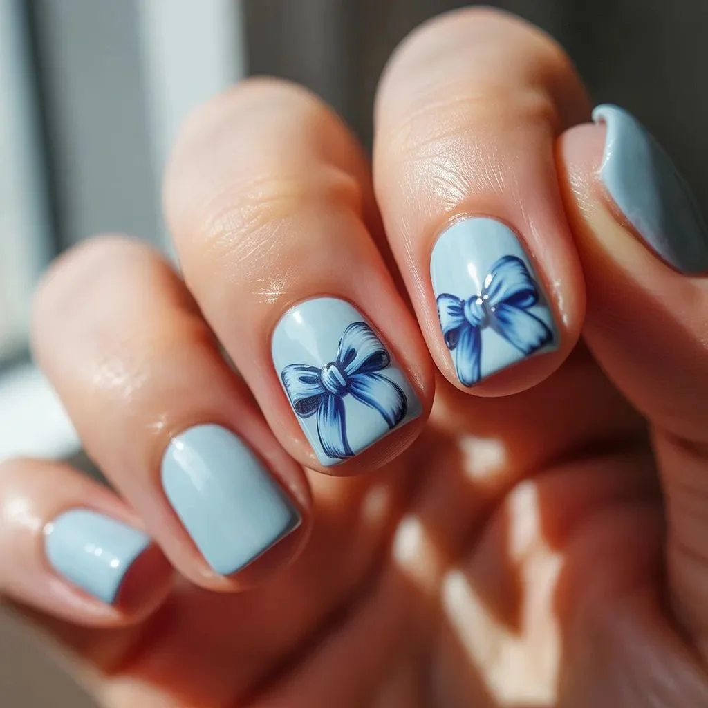 Blueberry Nail Designs With Bows