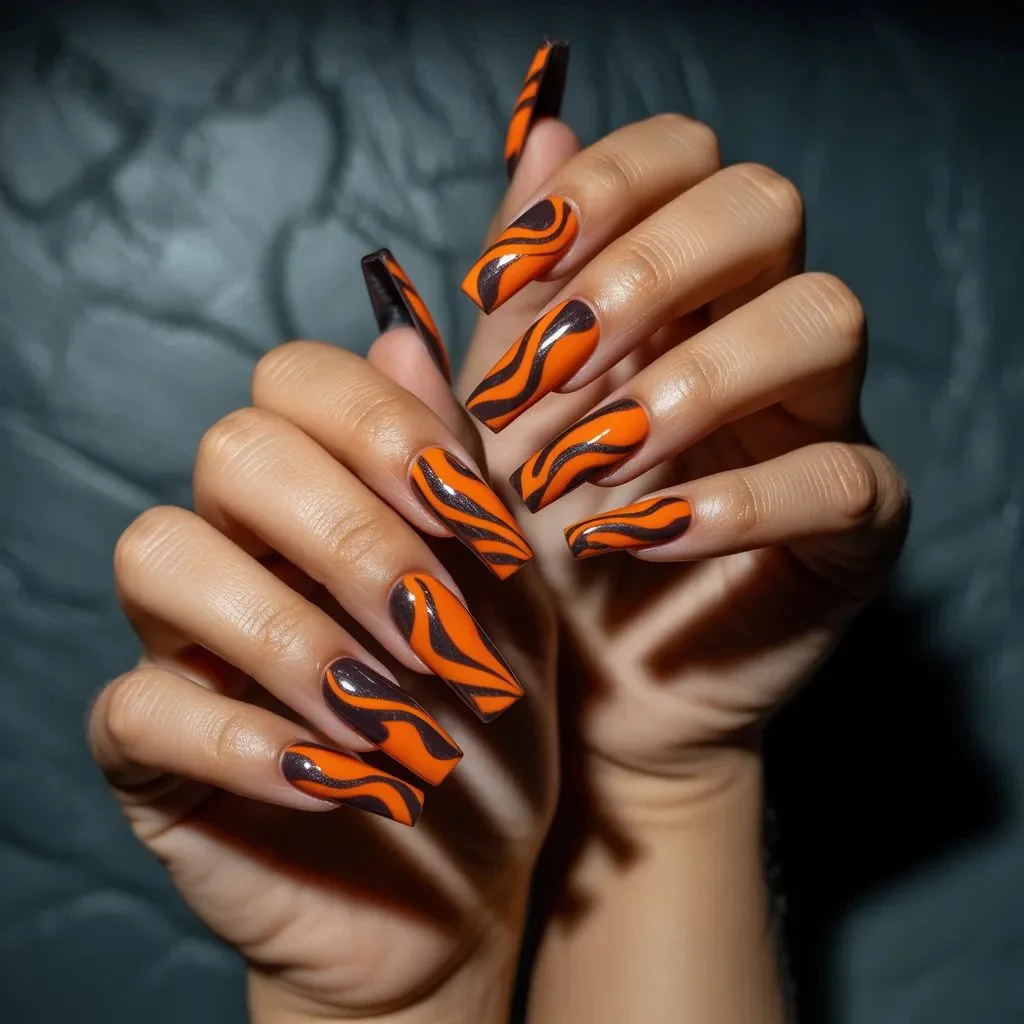 Bold and Artistic Orange Nail Designs