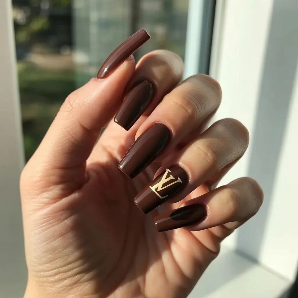 Brown and Gold Nails