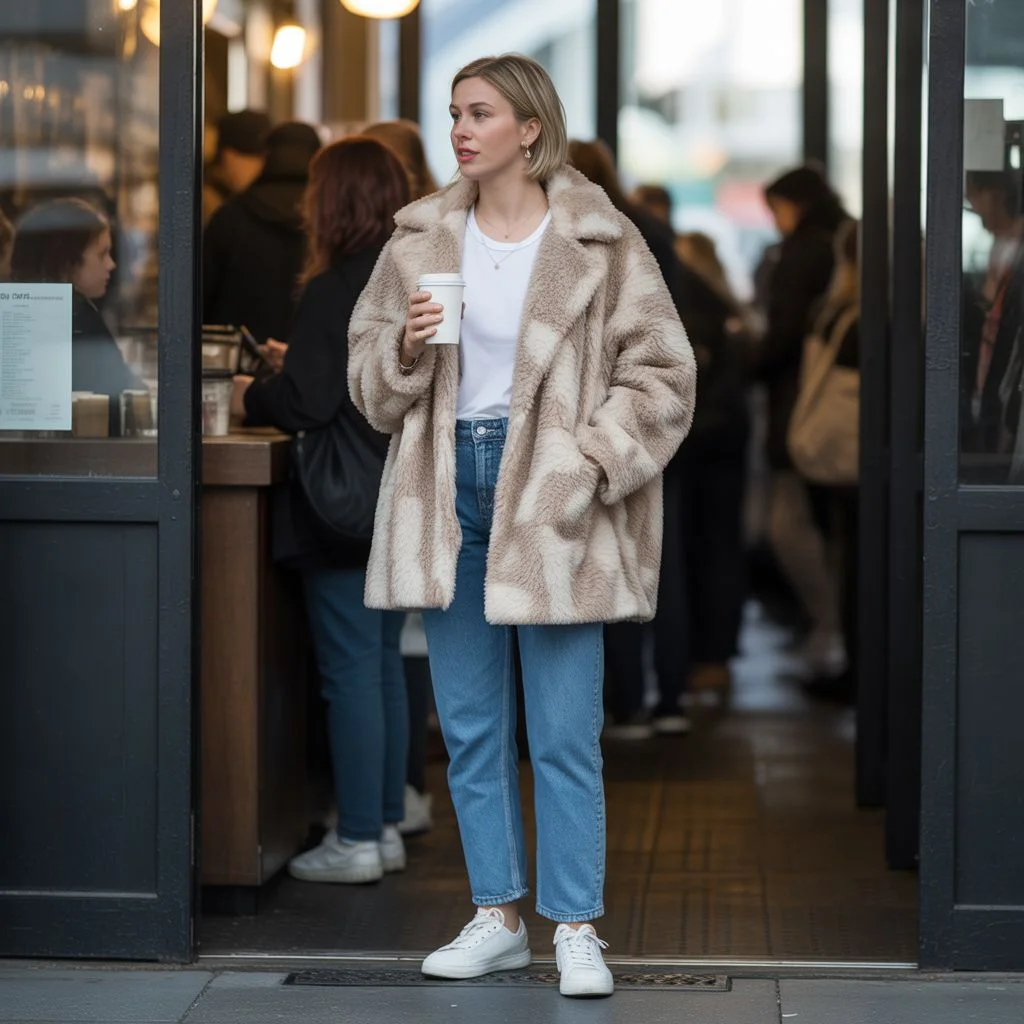Casual Daytime Faux Fur Coat Outfit Ideas
