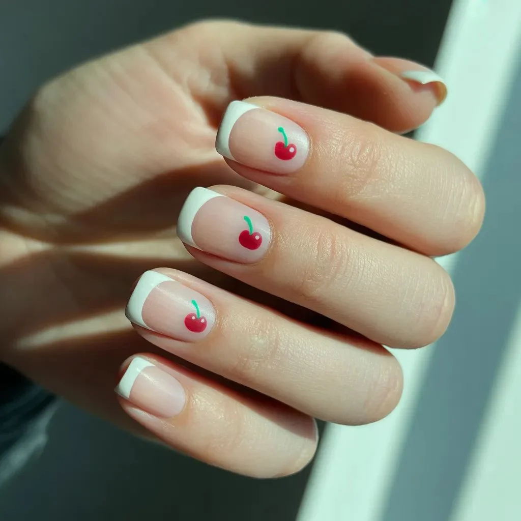 Cherry French Tips