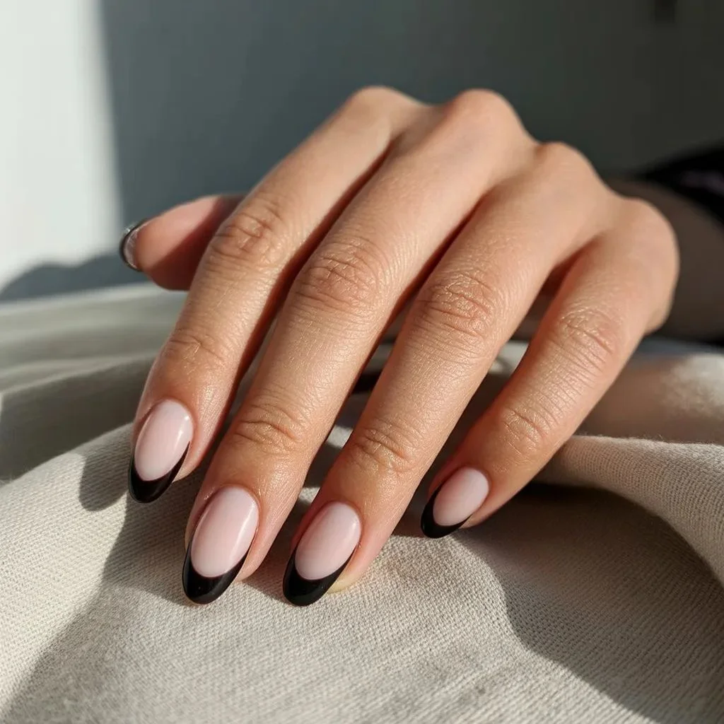 Classic Black and White French Tips