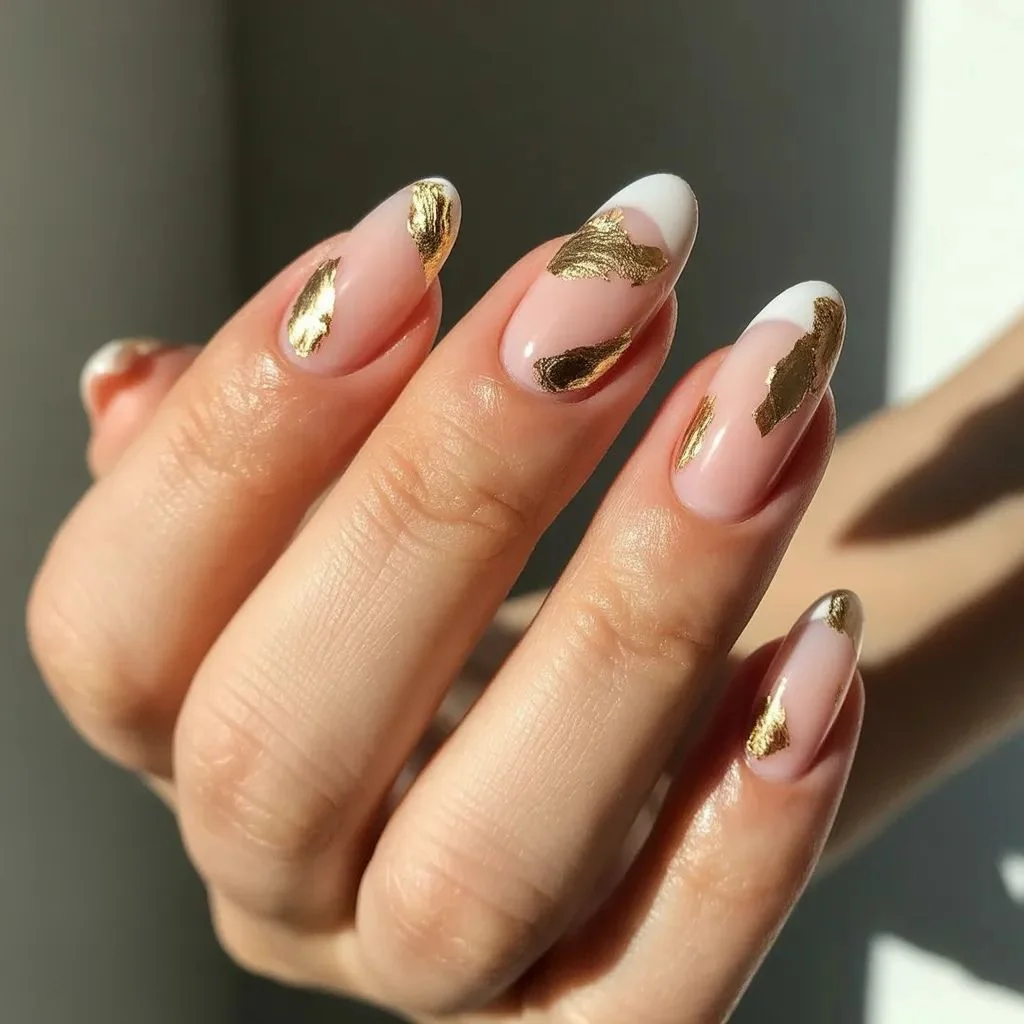 Classic Gold Leaf Foil Nails
