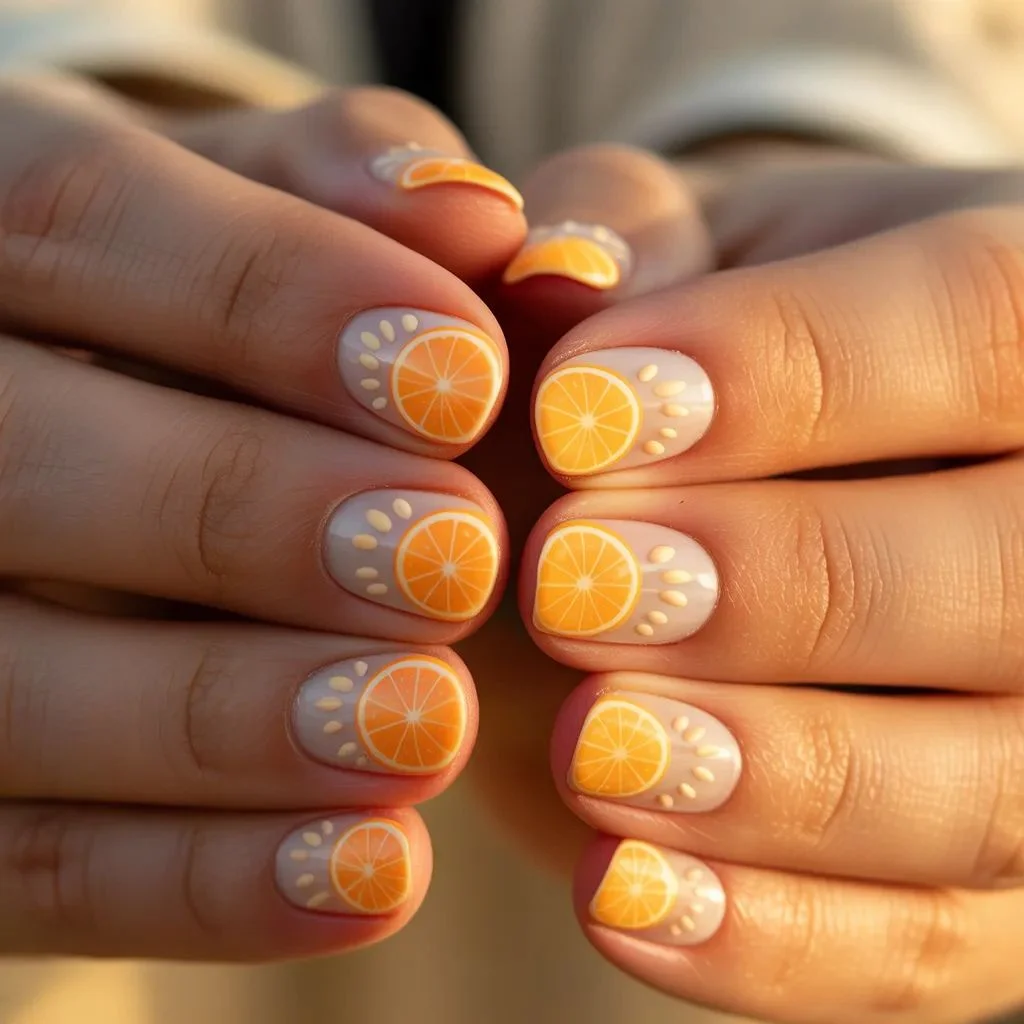 Classic Orange Slice Nail Art