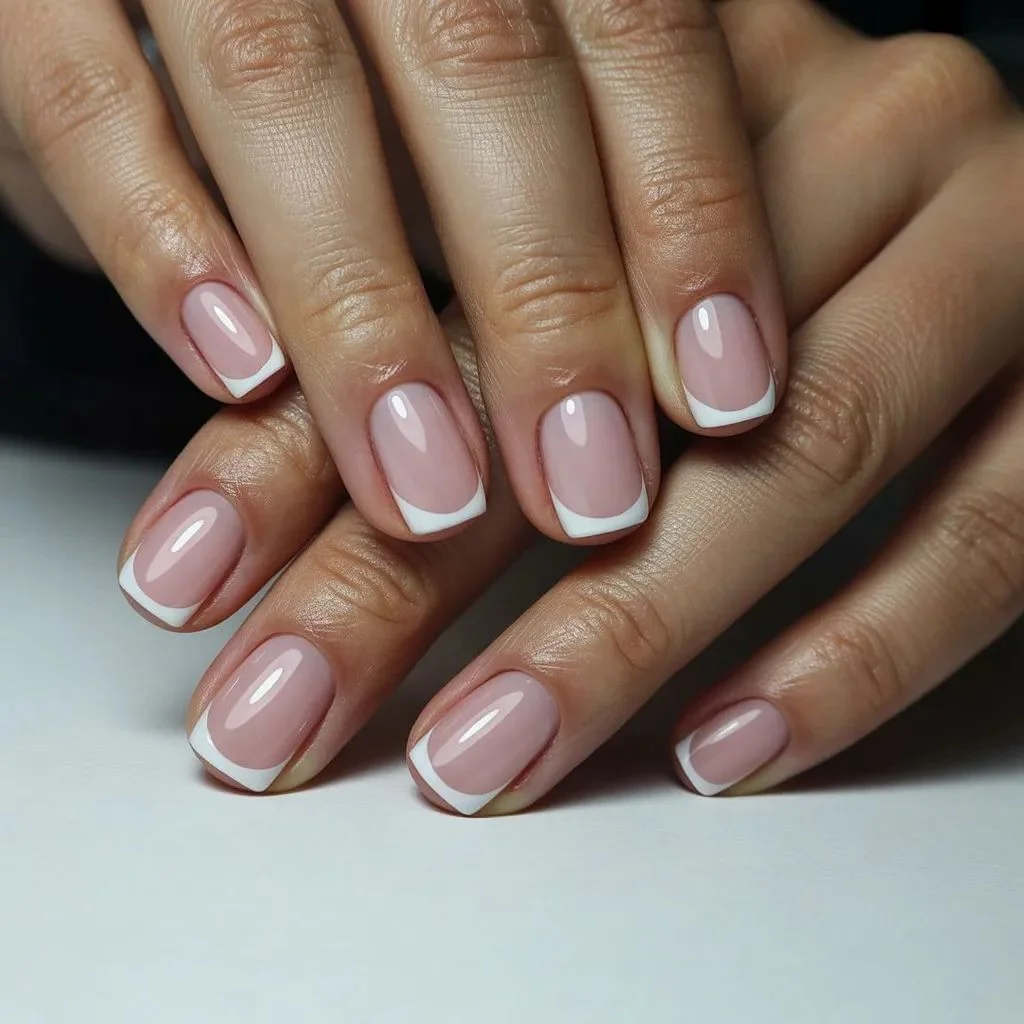 Classic Pink and White French Tips