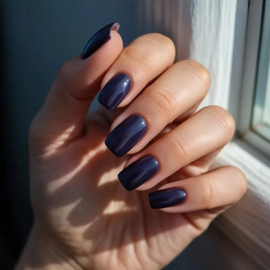 Dark Indigo and Deep Berry Nails