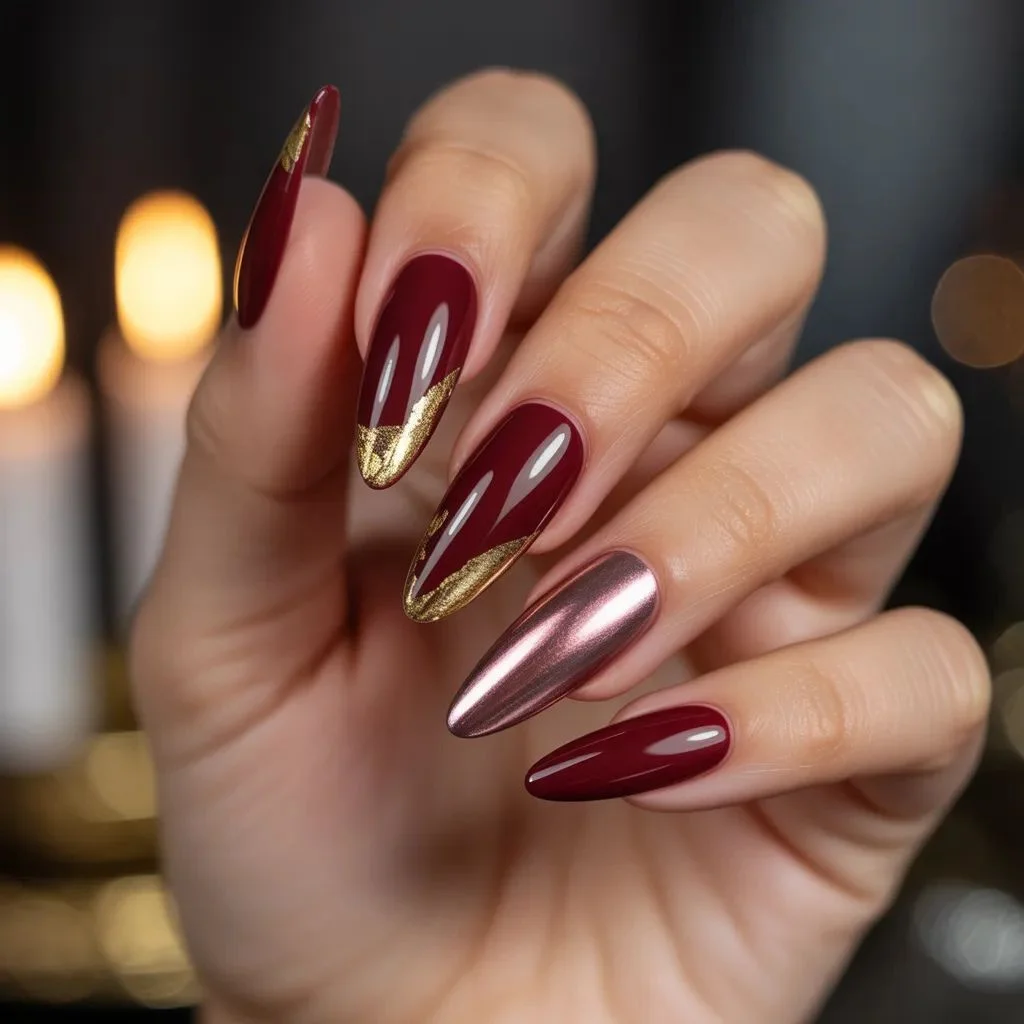 Date Night Maroon Nails That Turn Heads