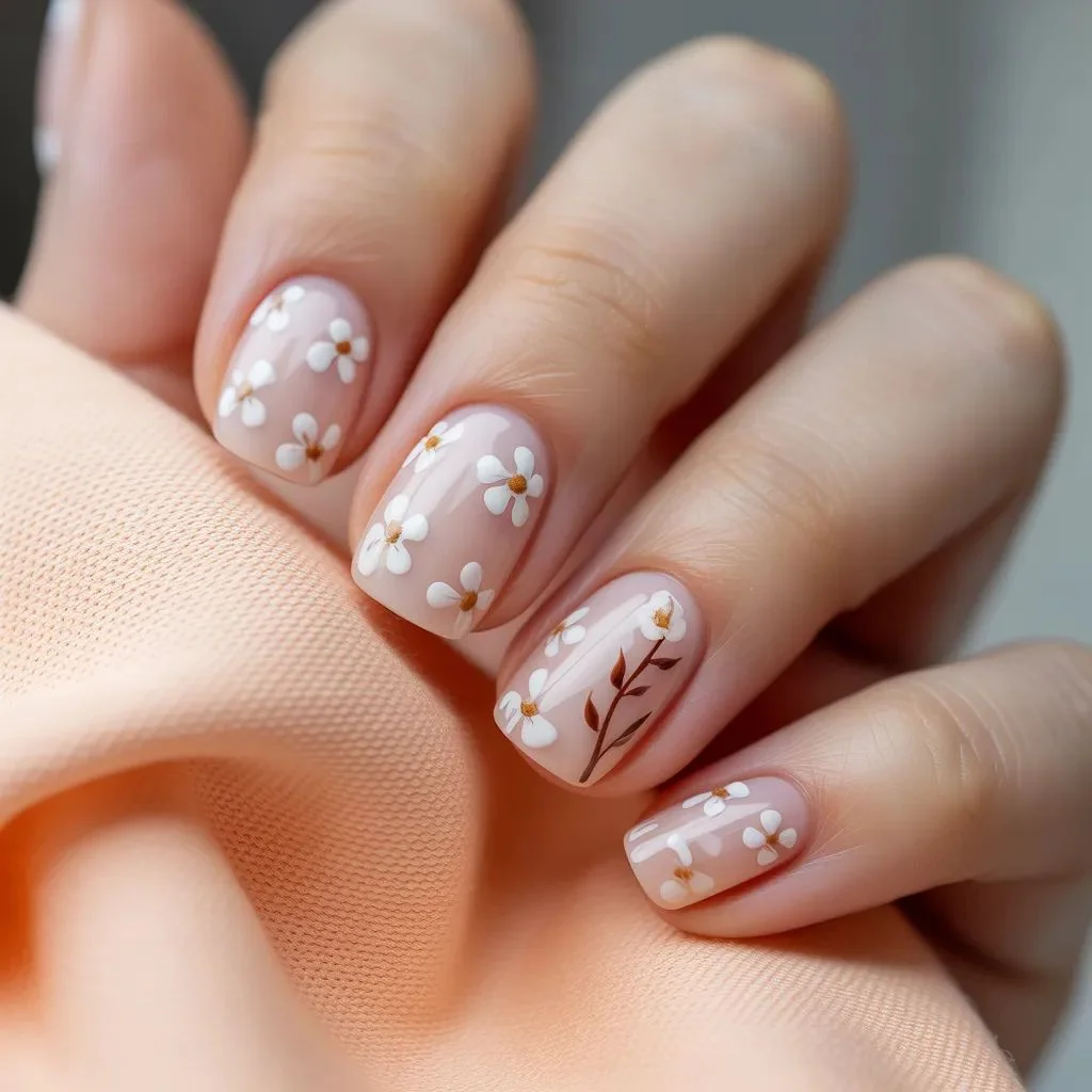 Delicate Floral Nail Art