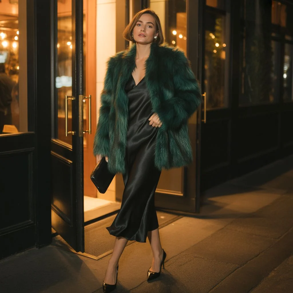 Faux Fur Coat Outfit for a Night Out The LBD Combination