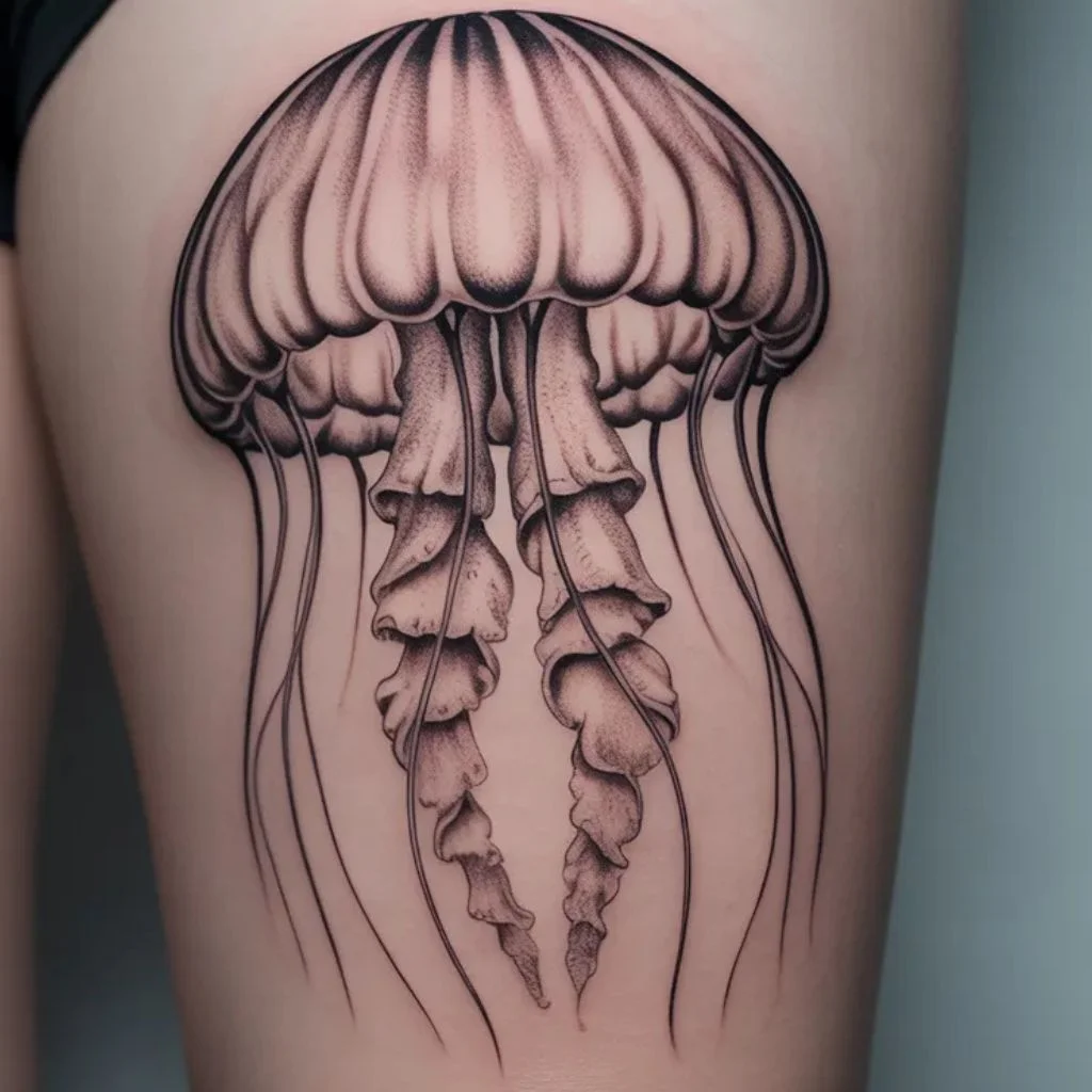 Fineline Jellyfish Portrait Style