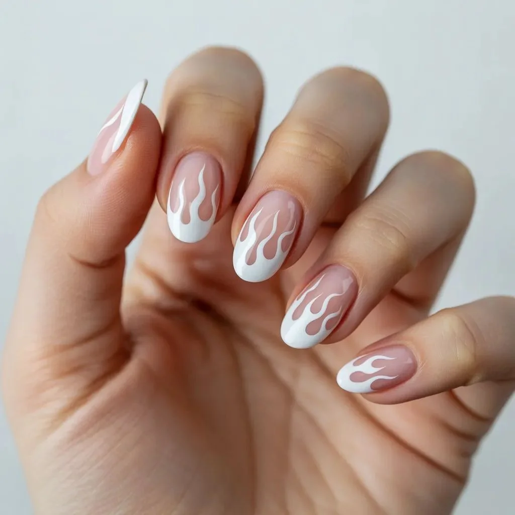 Flame French Tip Nails