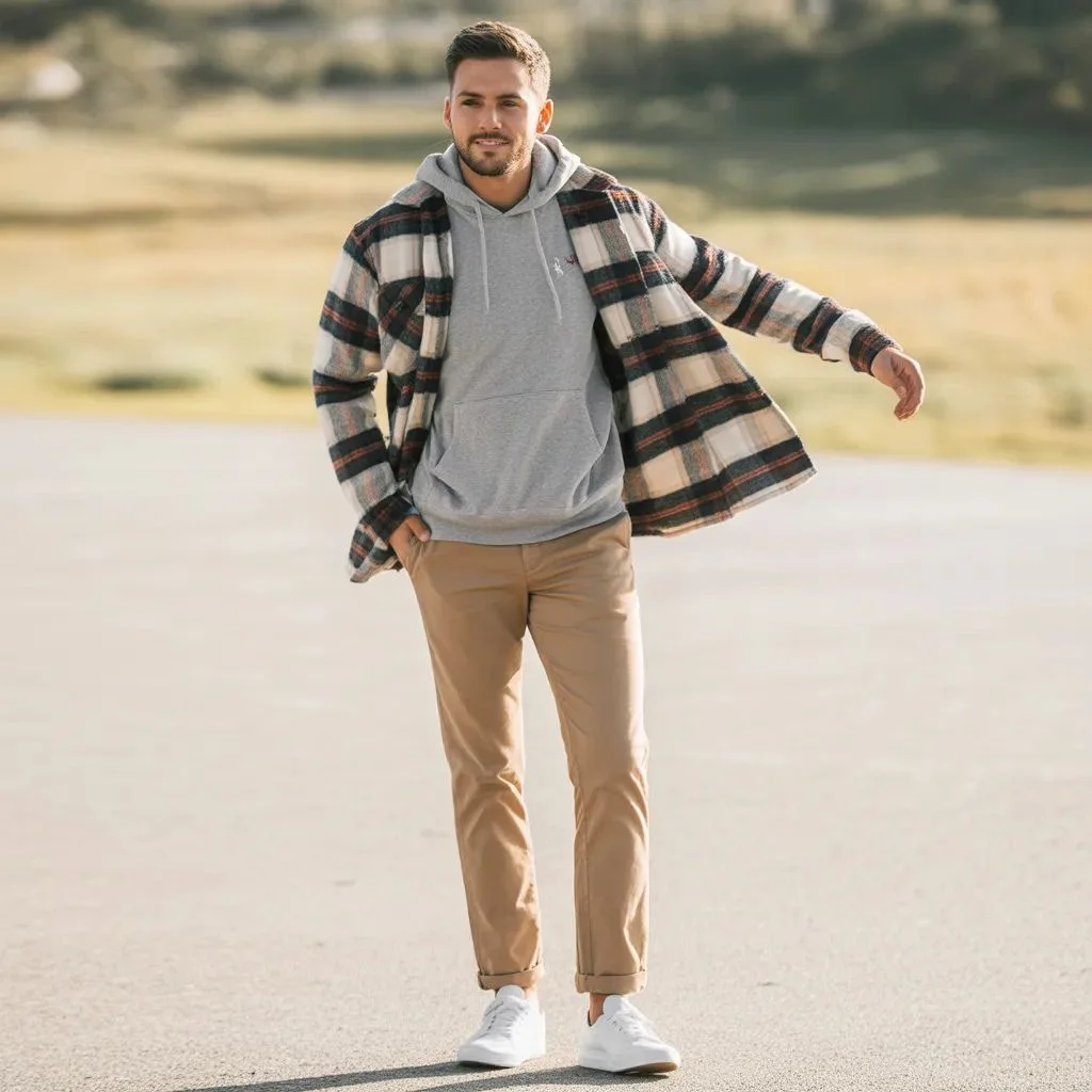 Flannel Over a Hoodie or Sweatshirt