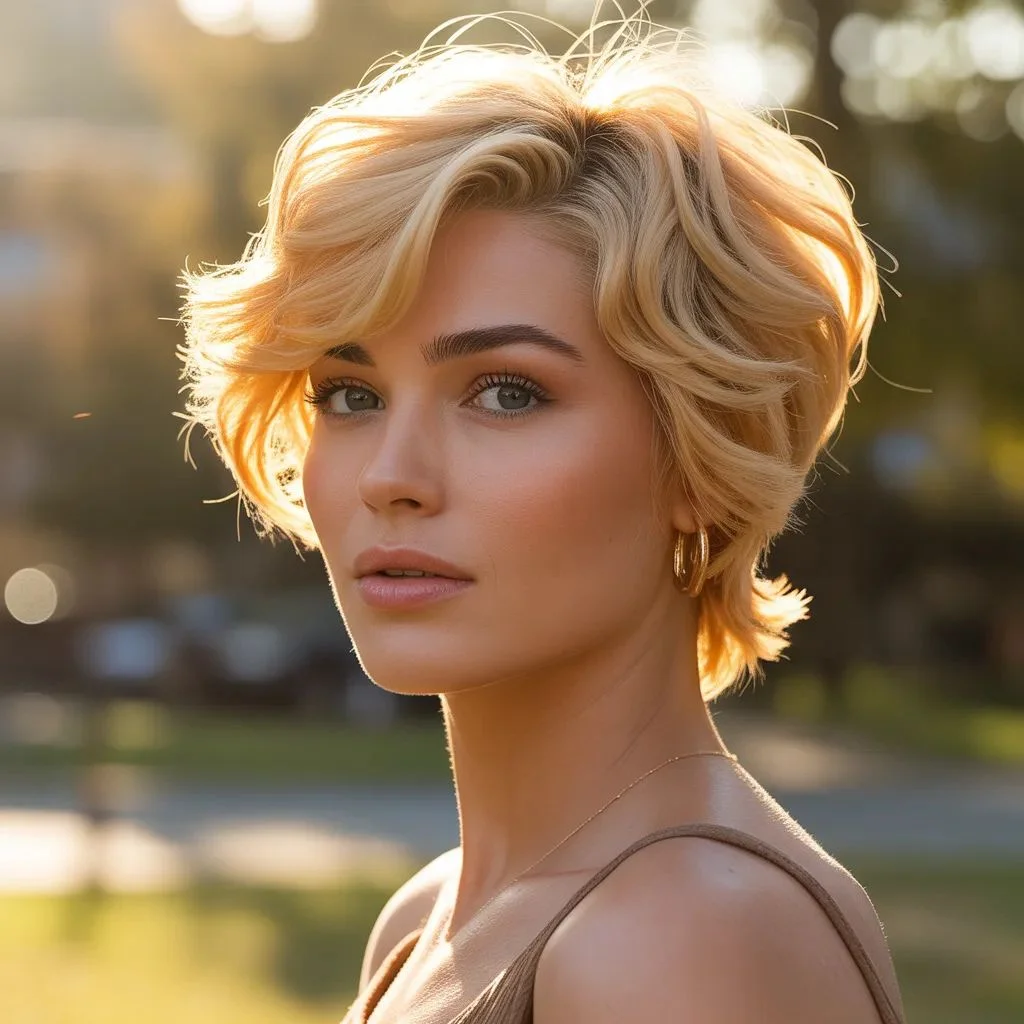 Golden Blonde Pixie Warm, Radiant, and Universally Flattering