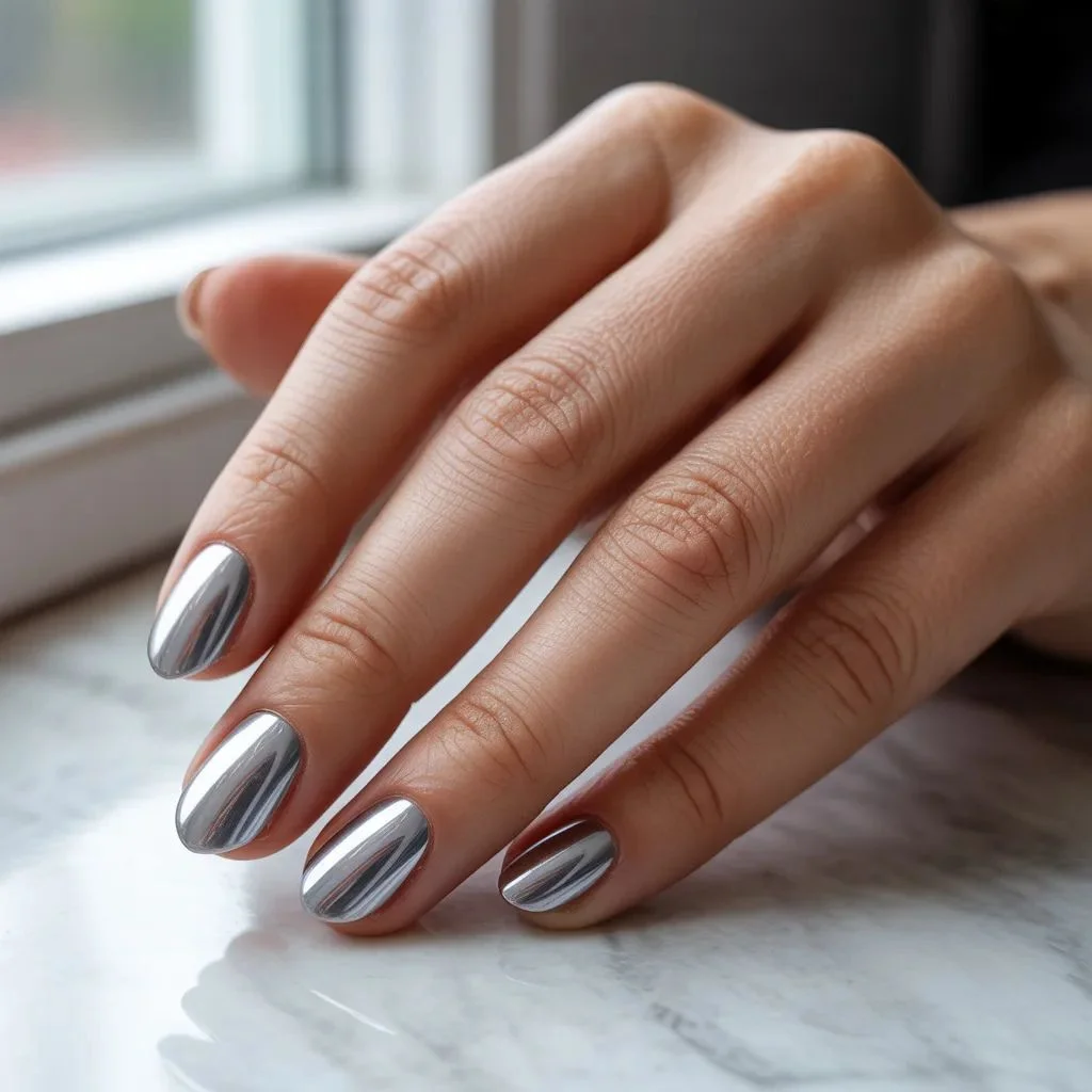 Grey Chrome Nails — Mirror Shine, Maximum Impact