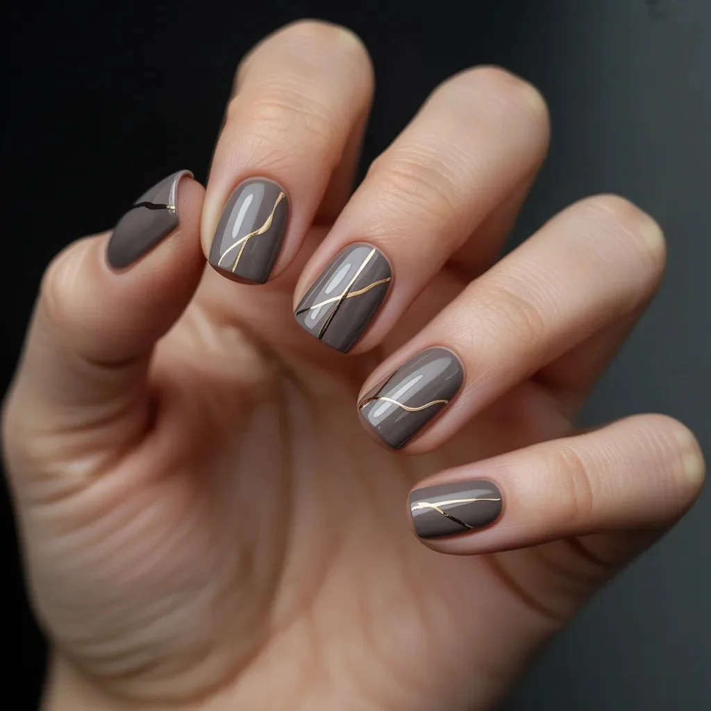 Grey and Gold Nails — Calm Meets Glamour