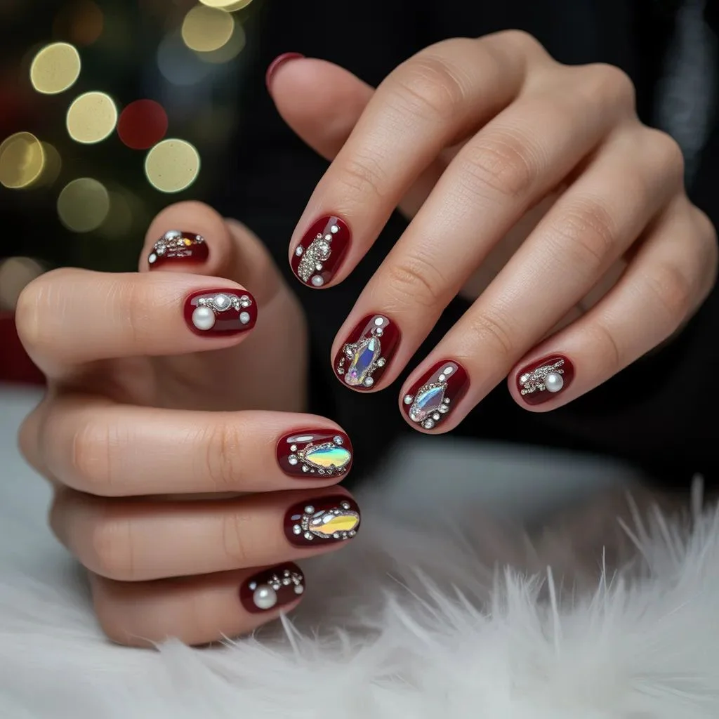 Holographic and 3D Embellished Nails