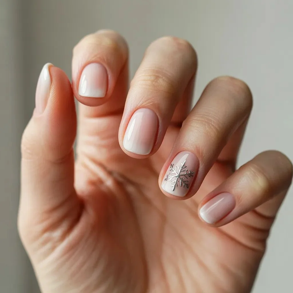 Minimalist Single Snowflake Accent Nail