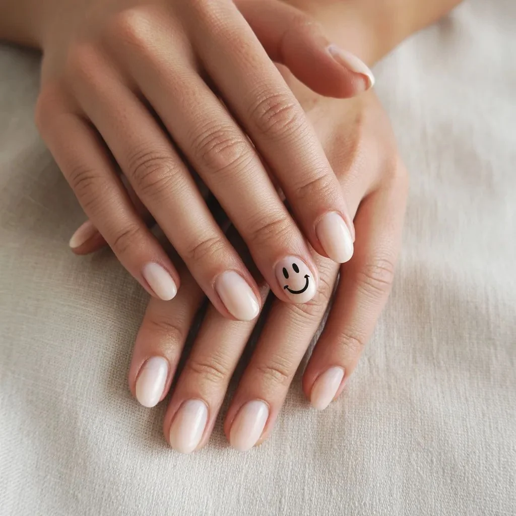 Minimalist Smiley Face Nails for Everyday Wear