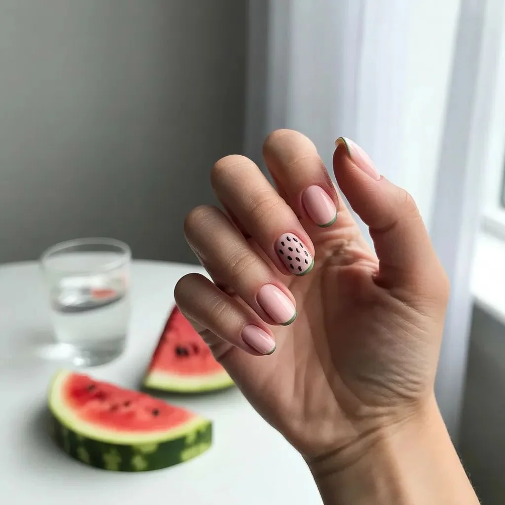 Minimalist Watermelon Nail Ideas for an Understated Summer Look