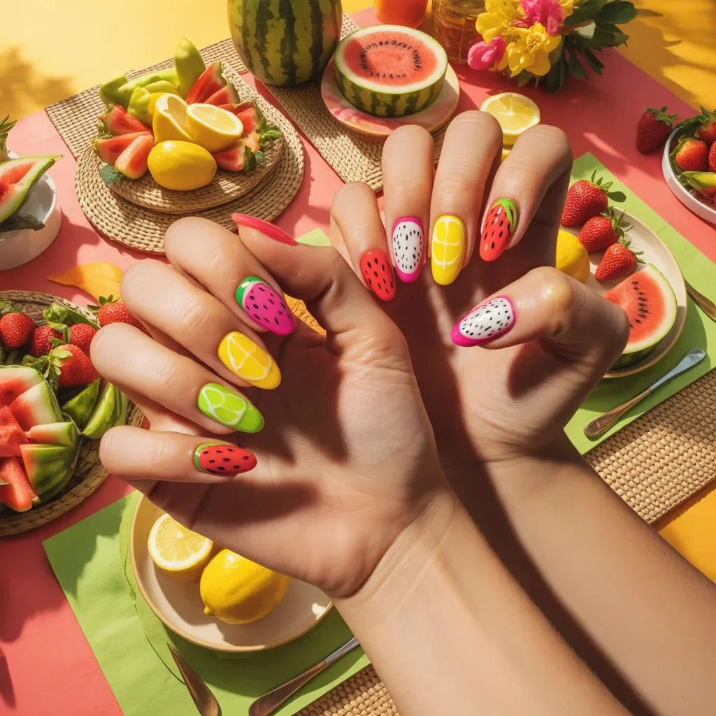 Mix-and-Match Watermelon Nails and Fruit Salad Manis