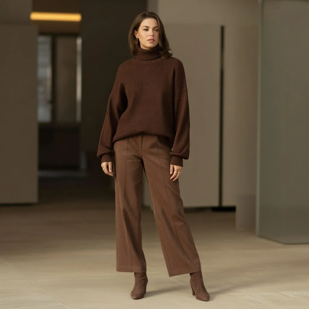 Monochromatic Turtleneck Outfit for Effortless Chic