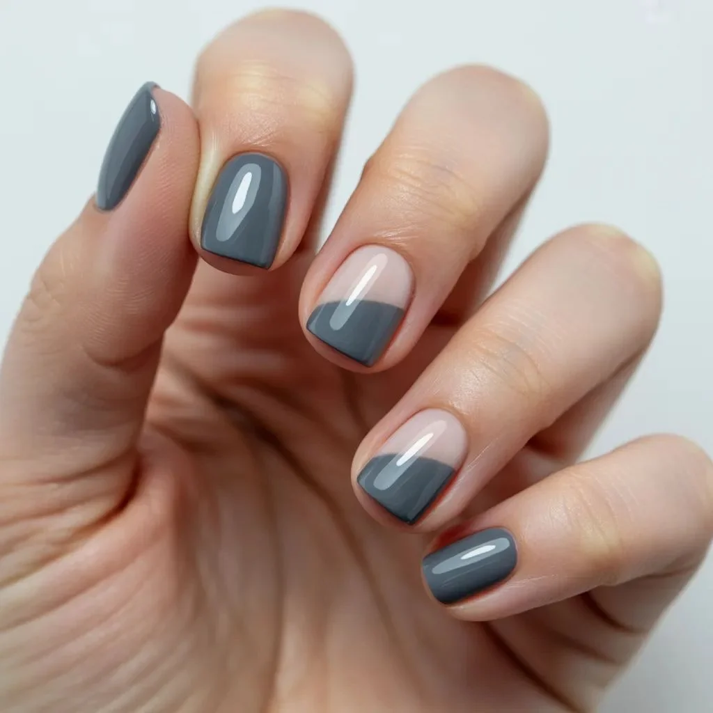 Negative Space Grey Nails — Minimal, Modern, and Quietly Edgy